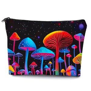 Cosmetic Bag Makeup Mushroom Blacklight Trip Wonderland Pouch Travel Storage NEW